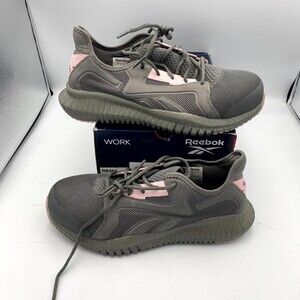 Reebok Flexagon 3.0 RB461 Women's US 8.5M Work Shoes Gray Pink Comp Toe Sneakers
